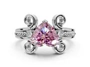Solitaire Engagement Ring Setting for Fancy Pink Heart-Shaped Center with Twisted Band and Scroll Prong Head in Platinum
