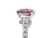 Solitaire Engagement Ring Setting for Fancy Pink Radiant Cut Center with Crossover Accents and Prong Head in Sterling Silver
