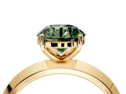 Solitaire Engagement Ring Setting for Fancy Green Round Cut Center with Wide Knife Ridge Band and Prong Head in Yellow Gold