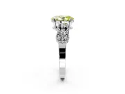 Leaf Engagement Ring Setting for Fancy Yellow Oval Center with Milgrain Accent Band and Prong Head in Platinum