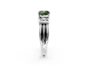 Solitaire Engagement Ring Setting for Fancy Green Cushion Cut Center with Grooved Bar Accent Band and Prong Head in Platinum
