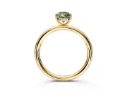 Hidden Halo Engagement Ring Setting for Fancy Green Pear-Shaped Center with Thin Rounded Band and Prong Head in Yellow Gold