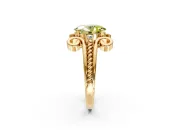 Solitaire Engagement Ring Setting for Fancy Yellow Oval Center with Twisted Band and Scroll Prong Head in Yellow Gold