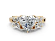 Floral Engagement Ring Setting for Heart-Shaped Center with Marquise Cluster Shoulders and Prong Head in Yellow Gold
