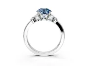 Solitaire Engagement Ring Setting for Fancy Blue Round Cut Center with Marquise Flower Shoulders and Prong Head in Platinum