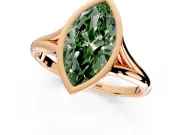 Solitaire Engagement Ring Setting for Fancy Green Marquise Center with V Split Shank and Bezel Head in Rose Gold