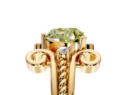 Solitaire Engagement Ring Setting for Fancy Yellow Heart-Shaped Center with Twisted Band and Scroll Prong Head in Yellow Gold