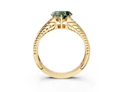Split Shank Engagement Ring Setting for Fancy Green Heart-Shaped Center with Pave Split Shank and Prong Head in Yellow Gold