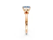 Solitaire Engagement Ring Setting for Fancy Blue Radiant Cut Center with Plain Band and Tulip Prong Head in Rose Gold