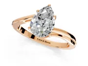 Solitaire Engagement Ring Setting for Pear-Shaped Center with Plain Bypass Twist Band and Prong Head in Rose Gold