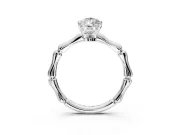 Solitaire Engagement Ring Setting for Pear-Shaped Center with Bamboo Band and Prong Head in Platinum