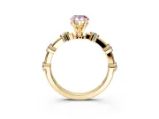 Solitaire Engagement Ring Setting for Fancy Pink Pear-Shaped Center with Bezel Station Band and Prong Head in Yellow Gold