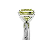 Solitaire Engagement Ring Setting for Fancy Yellow Princess Cut Center with Channel Baguette Band and Prong Head in Sterling Silver