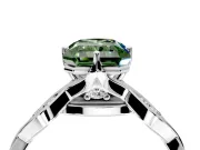Solitaire Engagement Ring Setting for Fancy Green Radiant Cut Center with Accented Twist Band and Leaf Prong Head in Platinum