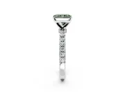 Open Basket Engagement Ring Setting for Fancy Green Radiant Cut Center with Pave Band and Prong Head in Sterling Silver