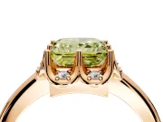 Floral Frame Engagement Ring Setting for Fancy Yellow Princess Cut Center with Accent Clusters and Prong Head in Rose Gold