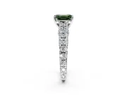 Solitaire Engagement Ring Setting for Fancy Green Emerald Cut Center with Pave Cathedral Shoulders and Prong Head in Platinum