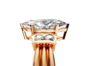 Solitaire Engagement Ring Setting for Marquise Center with Grooved Bar Accent Band and Prong Head in Rose Gold
