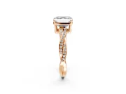 Solitaire Engagement Ring Setting for Asscher Cut Center with Twisted Pave Band and Prong Head in Rose Gold