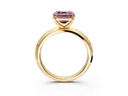 Solitaire Engagement Ring Setting for Fancy Pink Asscher Cut Center with Wide Knife Ridge Band and Prong Head in Yellow Gold