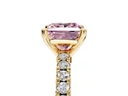 Solitaire Engagement Ring Setting for Fancy Pink Princess Cut Center with Single Row Accent Band and Prong Head in Yellow Gold