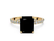 Solitaire Engagement Ring Setting for Fancy Black Radiant Cut Center with Pave Accents and Prong Head in Yellow Gold