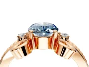 Solitaire Engagement Ring Setting for Fancy Blue Oval Center with Twisted Band and Scroll Prong Head in Rose Gold