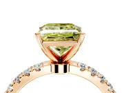 Open Basket Engagement Ring Setting for Fancy Yellow Princess Cut Center with Pave Band and Prong Head in Rose Gold