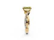 Solitaire Engagement Ring Setting for Fancy Yellow Emerald Cut Center with Half-Pave Crossover Band and Prong Head in Yellow Gold