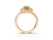 Floral Halo Engagement Ring Setting for Fancy Yellow Emerald Cut Center with Pave Accents and Prong Head in Rose Gold