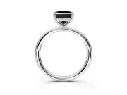 Hidden Halo Engagement Ring Setting for Fancy Black Princess Cut Center with Thin Rounded Band and Prong Head in Platinum