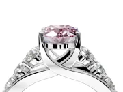 Solitaire Engagement Ring Setting for Fancy Pink Oval Center with Graduated Shared Prongs and Prong Head in White Gold