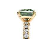 Solitaire Engagement Ring Setting for Fancy Green Princess Cut Center with Single Row Accent Band and Prong Head in Yellow Gold