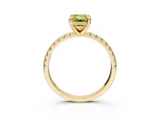 Solitaire Engagement Ring Setting for Fancy Yellow Emerald Cut Center with Fine Pave Narrow Band and Prong Head in Yellow Gold