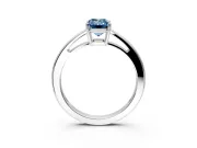 Solitaire Engagement Ring Setting for Fancy Blue Emerald Cut Center with Open Cathedral Shoulders and Prong Head in Platinum