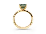 Solitaire Engagement Ring Setting for Fancy Green Asscher Cut Center with Scrollwork Band and Prong Head in Yellow Gold