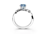 Solitaire Engagement Ring Setting for Fancy Blue Cushion Cut Center with Marquise Accent Twist Band and Prong Head in Platinum