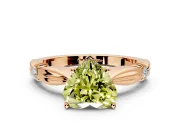 Solitaire Engagement Ring Setting for Fancy Yellow Heart-Shaped Center with Carved Leaf Shoulders and Prong Head in Rose Gold