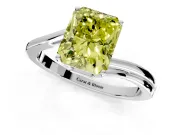 Solitaire Engagement Ring Setting for Fancy Yellow Radiant Cut Center with Plain Bypass Twist Band and Prong Head in Platinum