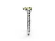Solitaire Engagement Ring Setting for Fancy Yellow Pear-Shaped Center with Engraved Pave Band and Prong Head in Sterling Silver