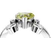 Solitaire Engagement Ring Setting for Fancy Yellow Heart-Shaped Center with Twisted Band and Scroll Prong Head in Platinum