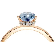 Hidden Halo Engagement Ring Setting for Fancy Blue Pear-Shaped Center with Plain Band and Tall Prong Head in Rose Gold