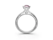 Solitaire Engagement Ring Setting for Fancy Pink Marquise Center with Milgrain Cathedral Band and Prong Head in Platinum