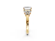 Solitaire Engagement Ring Setting for Asscher Cut Center with Marquise Flower Shoulders and Prong Head in Yellow Gold