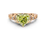 Solitaire Engagement Ring Setting for Fancy Yellow Heart-Shaped Center with Filigree Band and Prong Head in Rose Gold