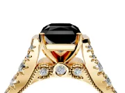 Solitaire Engagement Ring Setting for Fancy Black Radiant Cut Center with Pave Cathedral Shoulders and Prong Head in Yellow Gold