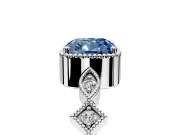 Milgrain Bezel Engagement Ring Setting for Fancy Blue Cushion Cut Center with Marquise Stations and Bezel Head in White Gold