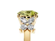 Floral Engagement Ring Setting for Fancy Yellow Oval Center with Marquise Cluster Shoulders and Prong Head in Yellow Gold