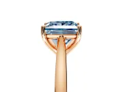Solitaire Engagement Ring Setting for Fancy Blue Princess Cut Center with Narrow Cathedral Band and Prong Head in Rose Gold