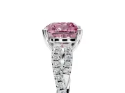 Solitaire Engagement Ring Setting for Fancy Pink Cushion Cut Center with Twisted Pave Split Shank and Prong Head in Platinum